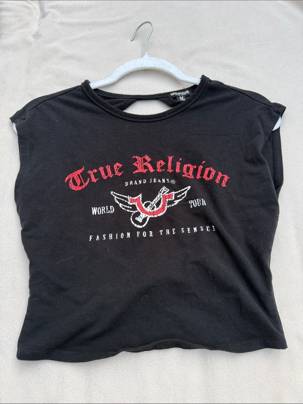 True Religion Classic Crop Tee with Open back